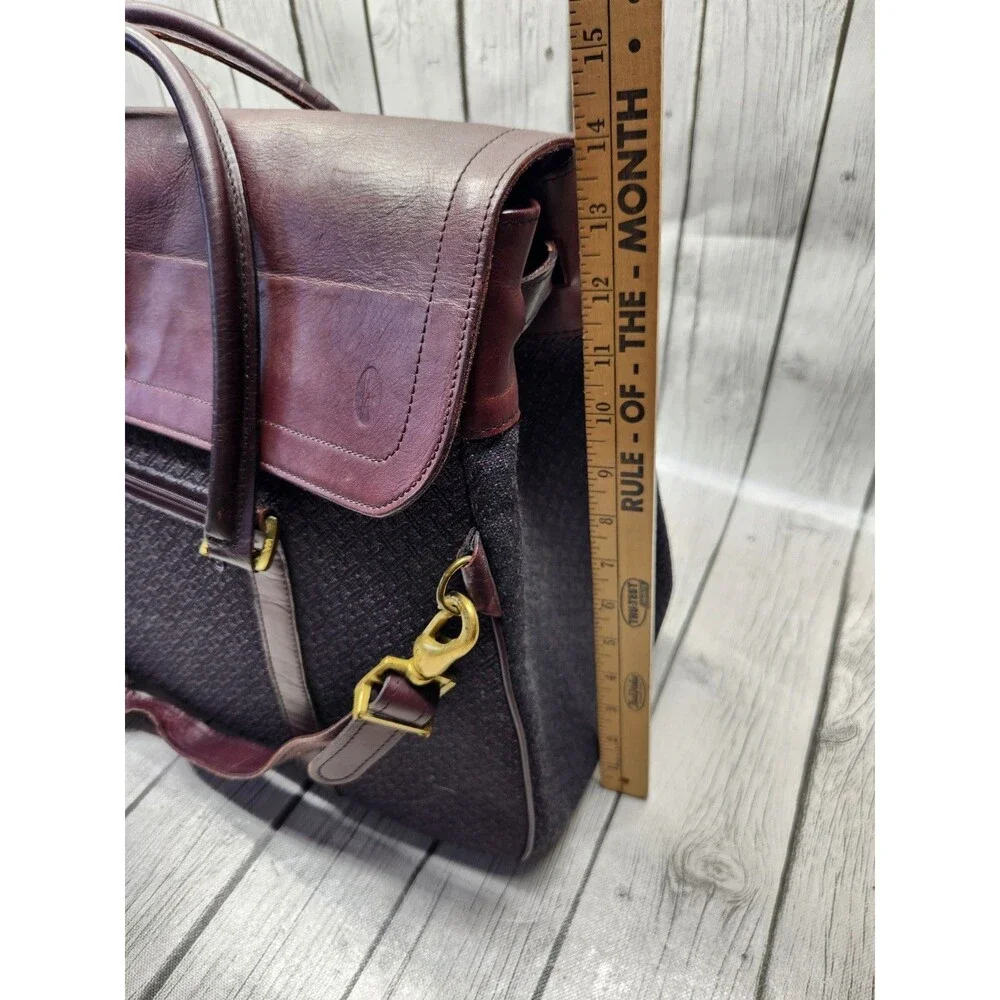 Hartmann Tweed Burgundy Leather Briefcase Attache Case Tote Overnight Bag Travel